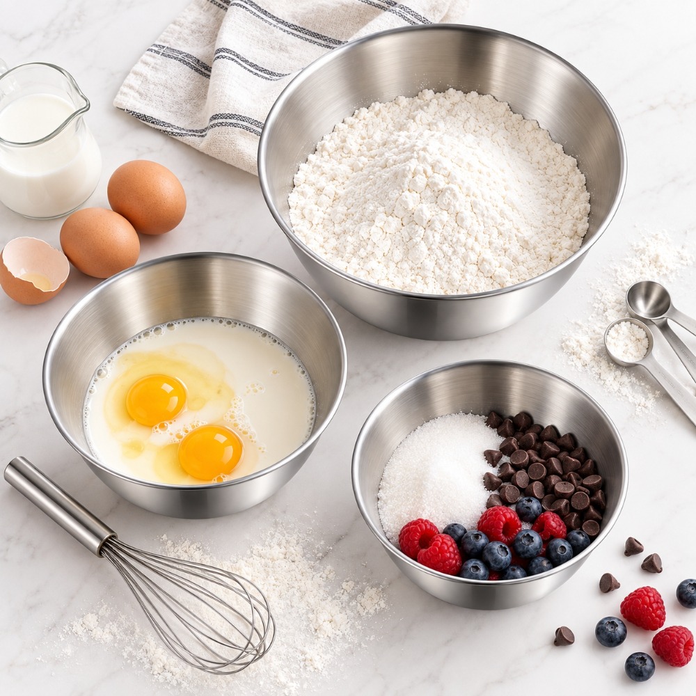 Baking Kitchen Set - Stainless Steel Mixing Bowls 3 Piece